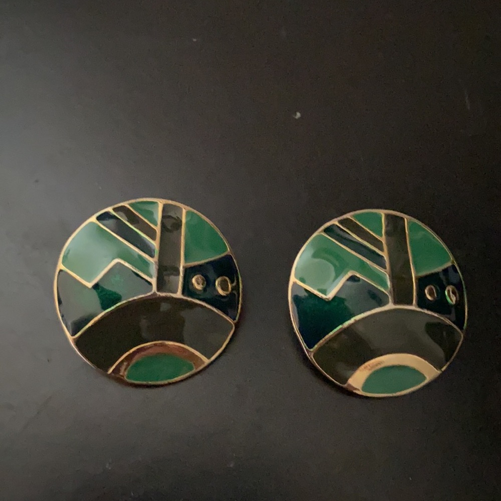 CLIP-ON Vintage Earrings !!! Geometrical Design!!!